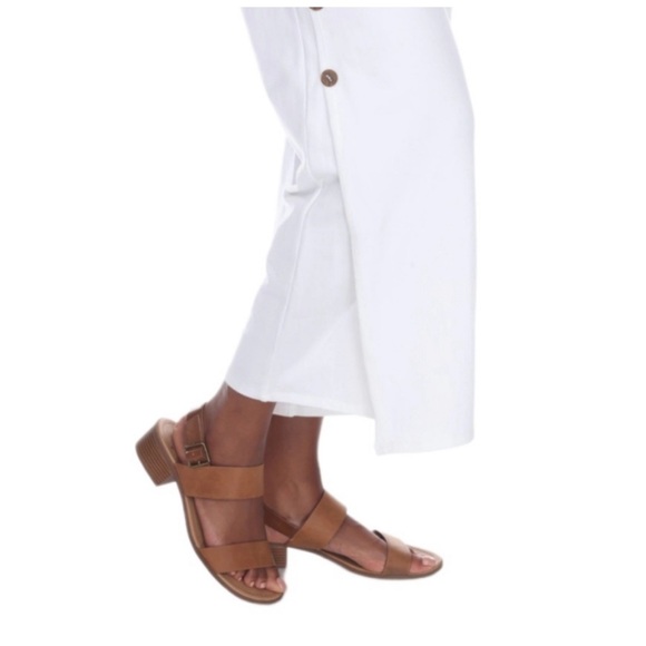 NWOT NEON BUDDA "IDEAL" ANKLE PANTS Side Buttons Size S White. Inseam 28.5”. - Picture 3 of 5